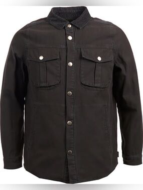 Barbour Men's Deck Overshirt Black Cotton Corduroy Collar Shacket Medium